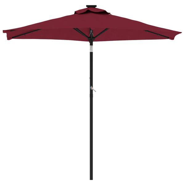 vidaXL Ombrellone Giardino LED Palo Acciaio Rosso Bord&ograve; 225x225x212 cm