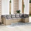vidaXL Set Divano da Giardino 7 pcs beige e grigio chiaro Poly Rattan