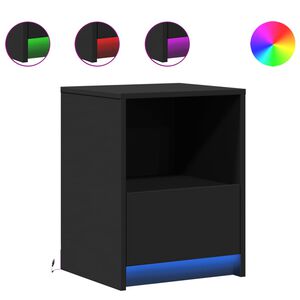 vidaXL Comodini con Luci LED 2pz Neri in Legno Multistrato