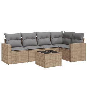 vidaXL Set Divano da Giardino 6 pz con Cuscini Beige in Polyrattan