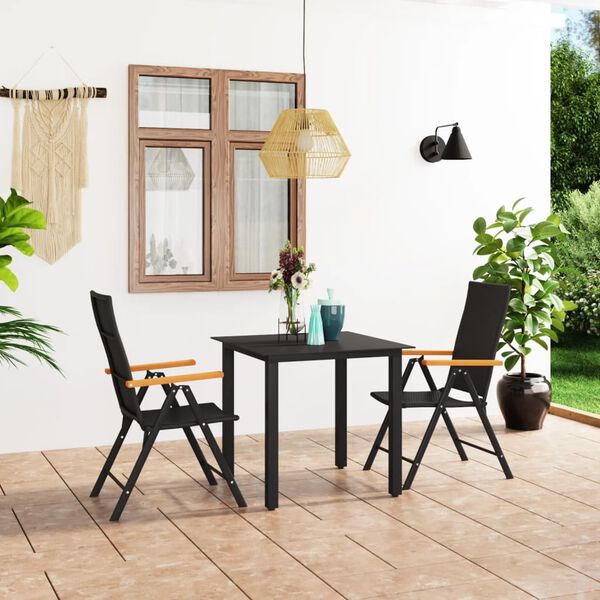 vidaXL Set da Pranzo da Giardino 3 pz Nero e Marrone