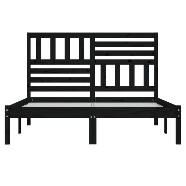 vidaXL Giroletto Nero 150x200 cm King in Legno Massello di Pino