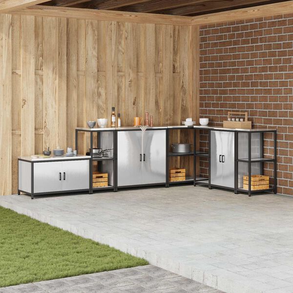 vidaXL Stoccaggio in cucina Argento 60 x 50 x 92 cm Acciaio