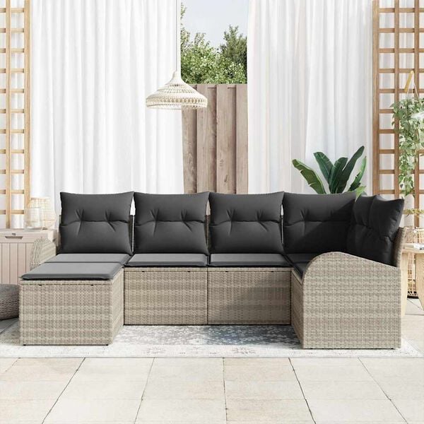 vidaXL Set Divano da Giardino Grigio chiaro polyrattan