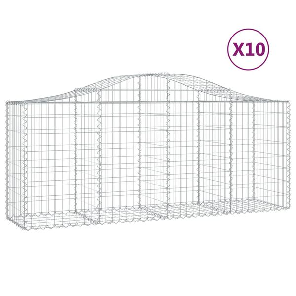 vidaXL Cesti Gabbioni ad Arco 10 pz 200x50x80/100 cm Ferro Zincato