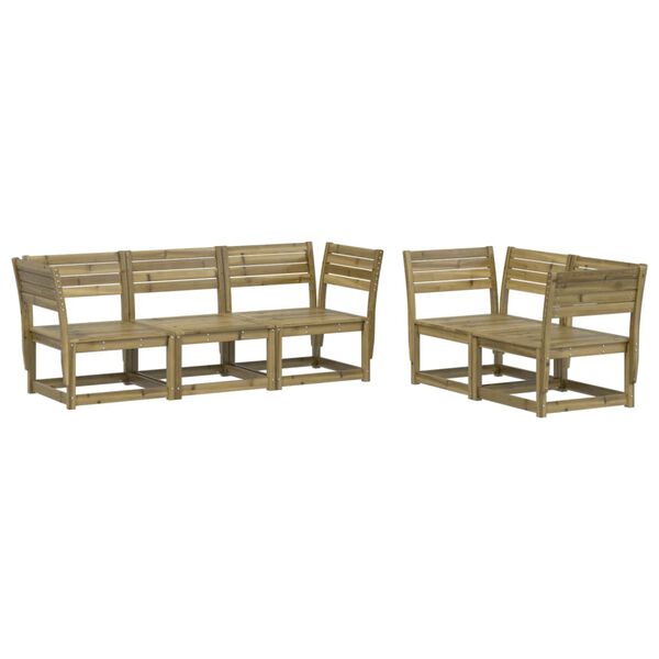 vidaXL Set Divani da Giardino 5 pz in Legno Impregnato di Pino