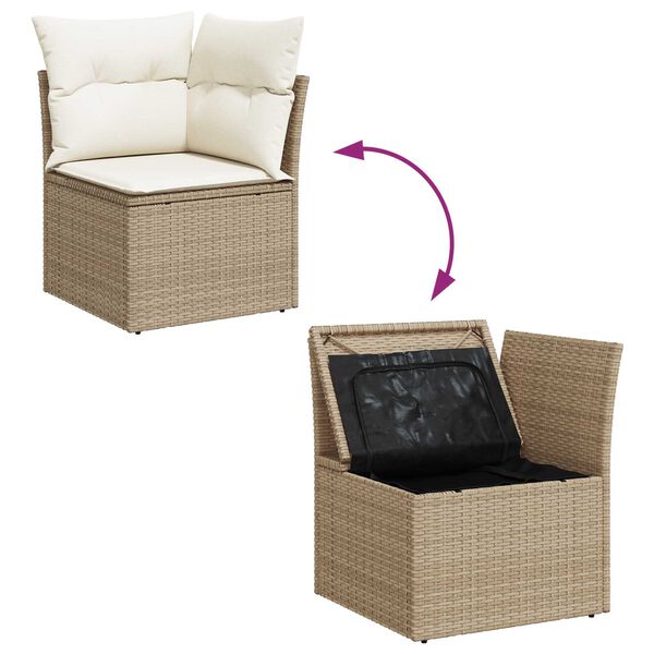 vidaXL Set Divano da Giardino 7 pcs Beige e Bianco polyrattan