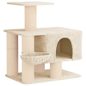 vidaXL Albero per gatti con pali per graffiare in sisal Crema 96 cm