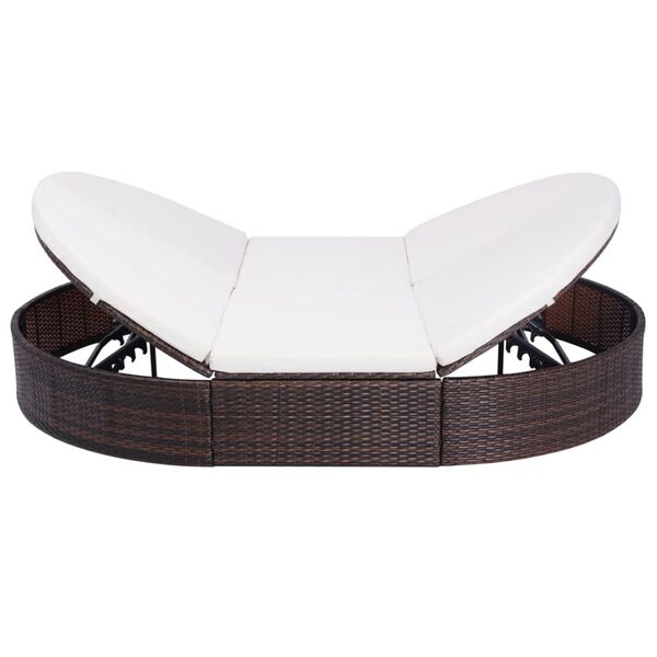 vidaXL Lettino Prendisole con Cuscino in Polyrattan Marrone