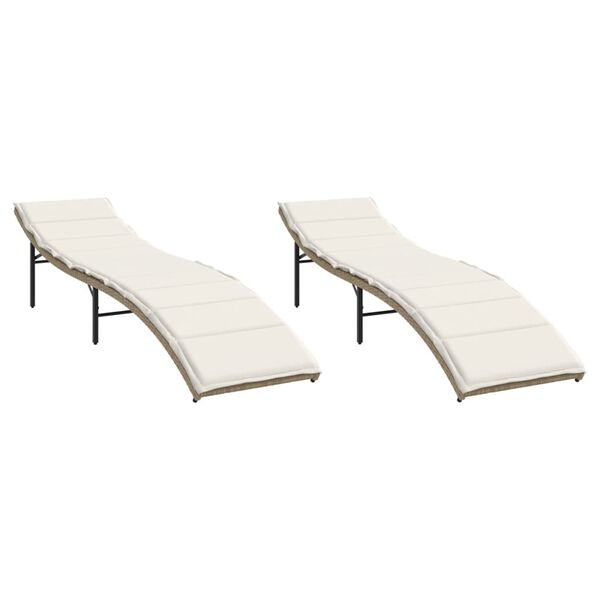 vidaXL Lettini Prendisole 2 pz con Cuscini Beige in Polyrattan