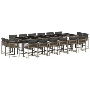 vidaXL Set da Pranzo da Giardino 17pz con Cuscini Grigio in Polyrattan