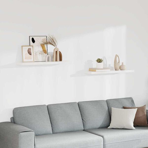 vidaXL Scaffali a Parete 2 pz Bianchi 90x23,5x3,8 cm in MDF