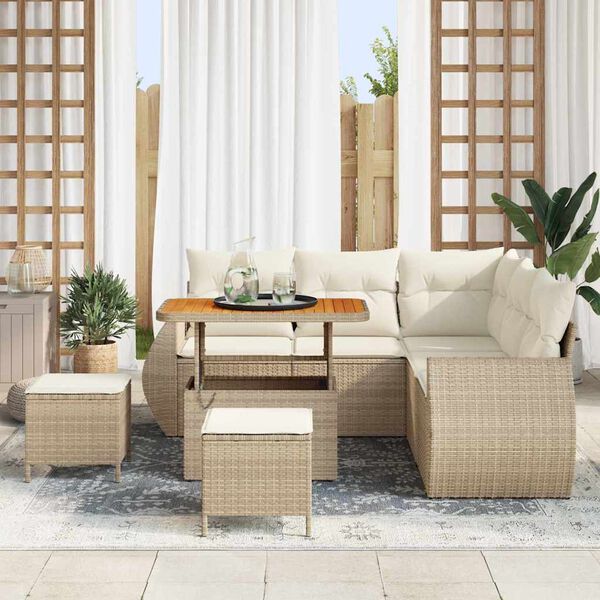 vidaXL Set Divano da Giardino 8 pcs Beige e Crema polyrattan