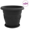 vidaXL Vasi per Piante 24 pz Nero &Oslash; 39 x 32 cm Plastica