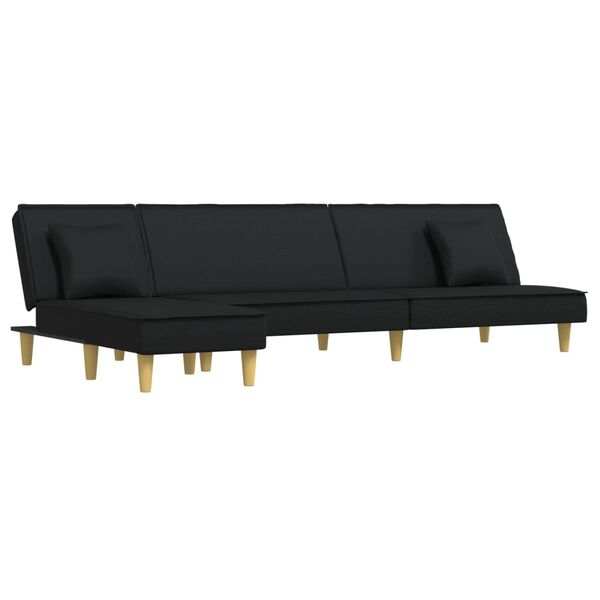 vidaXL Divano Letto a L Nero 255x140x70 cm in Tessuto