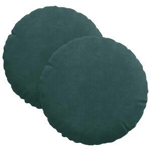 vidaXL Cuscini per Seduta 2 pz Velluto Verde Scuro &Oslash;30 x 13 cm
