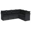 vidaXL Set Divano da Giardino 6 pz con Cuscini Nero in Polyrattan