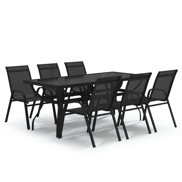 vidaXL Set da Pranzo da Giardino 7 pz Nero