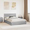 vidaXL Letto con Contenitore con testiera Grigio Sonoma 150 x 200 cm