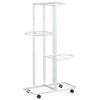 vidaXL Fioriera a 4 Piani con Ruote 44x23x80 cm Ferro Bianco