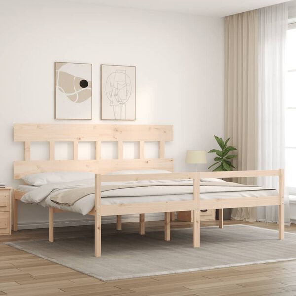 vidaXL Letto per Anziani con Testiera 200x200 cm in Legno Massello