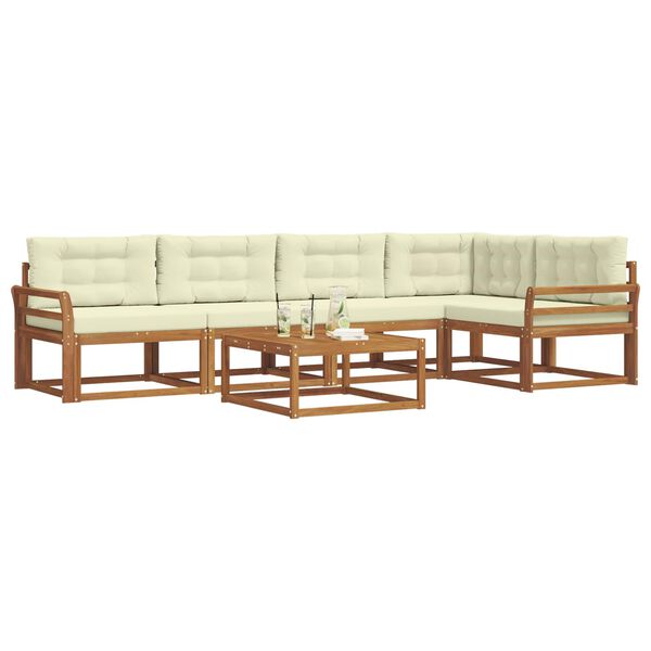 vidaXL Set di divani da esterno con cuscino 6 pcs Naturale e Crema