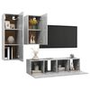 vidaXL Set di Mobili Porta TV 4 pz Grigio Cemento in Legno Multistrato