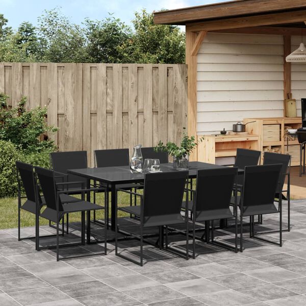 vidaXL Set da Pranzo da Giardino 11 pz Nero in Textilene