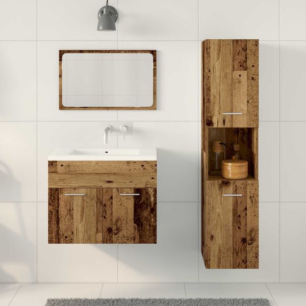 vidaXL Set di mobili bagno 3 pcs Legno vecchio 60 x 38.5 x 46 cm