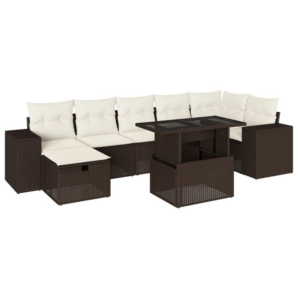 vidaXL Set Divani da Giardino 8 pz con Cuscini Marrone in Polyrattan