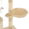 vidaXL Albero per Gatti con Tiragraffi in Sisal 138 cm Beige