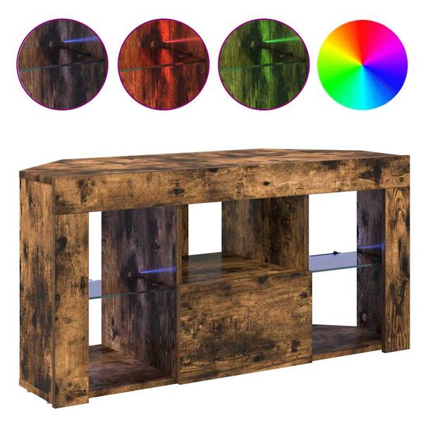 vidaXL Mobile TV LED Angolare Rovere fum&eacute; 100 x 40 x 50 cm