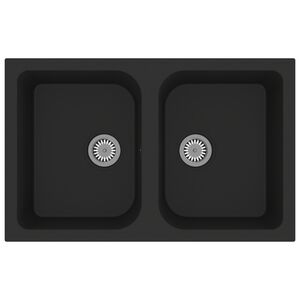 vidaXL Lavello da cucina Nero 76 x 48 x 30 cm Quarzo e Resina