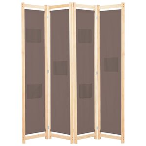 vidaXL Divisorio a 4 Pannelli Marrone 160x170x4 cm in Tessuto