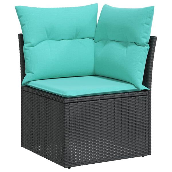 vidaXL Set Divani da Giardino 8 pz con Cuscini Nero in Polyrattan