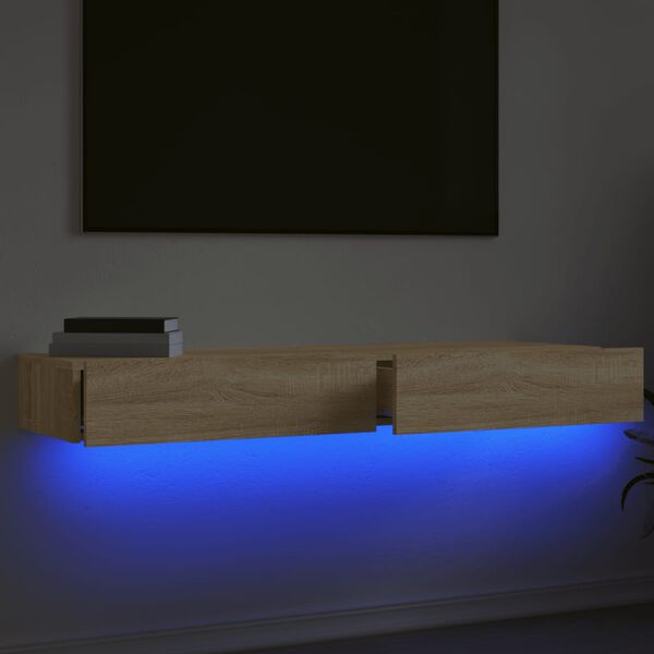 vidaXL Mobili Porta TV con Luci LED 2pz Rovere Sonoma 60x35x15,5 cm