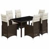 vidaXL Set Bistr&ograve; da Giardino 7 pz con Cuscini in Polyrattan Marrone
