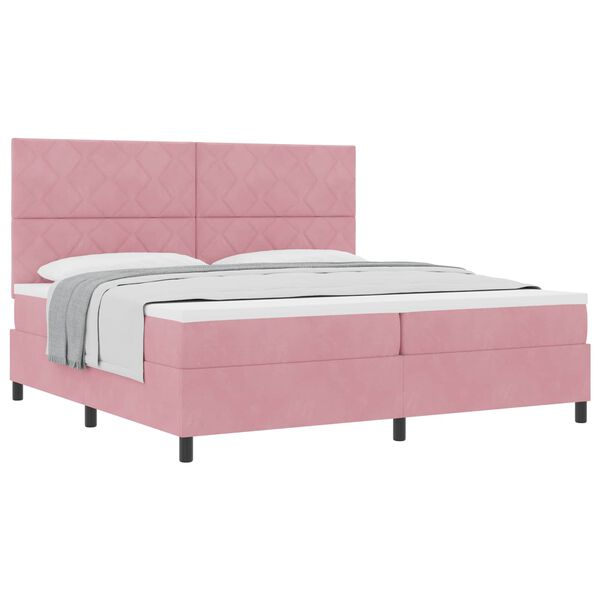 vidaXL Letto a molle con materasso Rosa 200 x 200 cm Tessuto