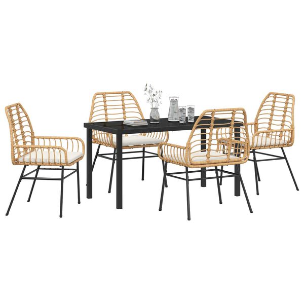 vidaXL Set da Pranzo per Giardino 5 pcs Marrone polyrattan