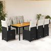 vidaXL Set Bistr&ograve; da Giardino 9 pz con Cuscini in Polyrattan Nero