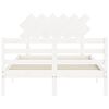 vidaXL Giroletto con Testiera Bianco Small Double Legno Massello