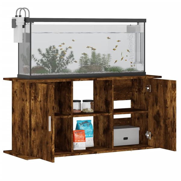 vidaXL Supporto Acquario 121x41x58 cm in Legno Multistrato Rovere Fumo