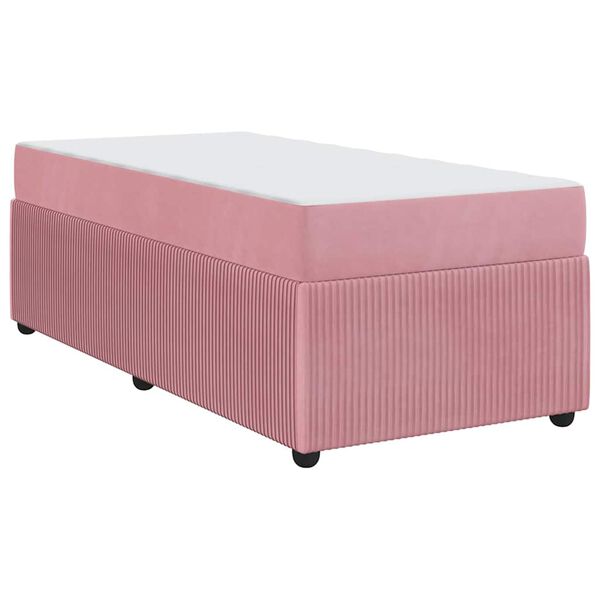 vidaXL Struttura letto con materasso Rosa 90 x 190 cm Velluto