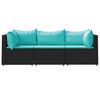 vidaXL Set Divani da Giardino 3 pz con Cuscini Nero in Polyrattan