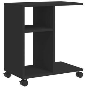 vidaXL Tavolino con Ruote Nero 50x30x55 cm in Legno Multistrato