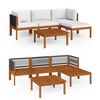 vidaXL Set da giardino 5 pezzi con cuscini in legno crema, acacia e corda