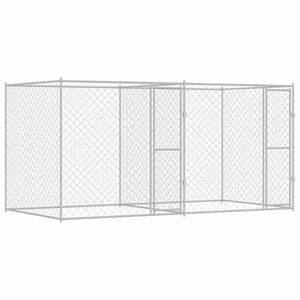 vidaXL Gabbia per cani 2 pcs Argento 400 x 200 x 200 cm Acciaio e PE