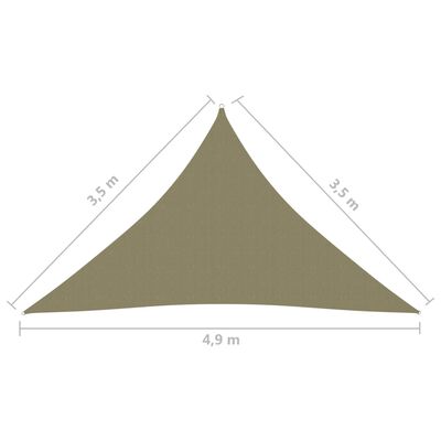 vidaXL Parasole a Vela Oxford Triangolare 3,5x3,5x4,9 m Beige
