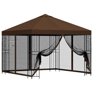 vidaXL Gazebo da giardino con pareti laterali 3 x 3 m Marrone