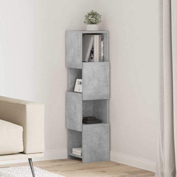 vidaXL Mobile angolare Grigio cemento 25,5x25x102cm Legno multistrato